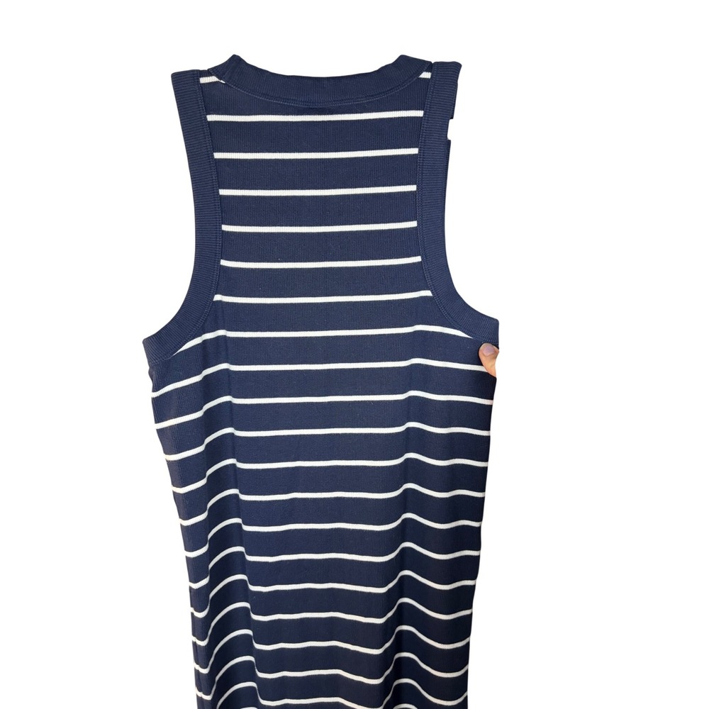 Old Navy Womens Ribbed Sleeveless Shift Dress Navy Blue White Striped Size M - Picture 6 of 7